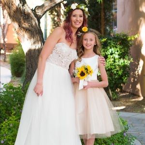 Strapless Wedding Dress with Tulle Slit Skirt